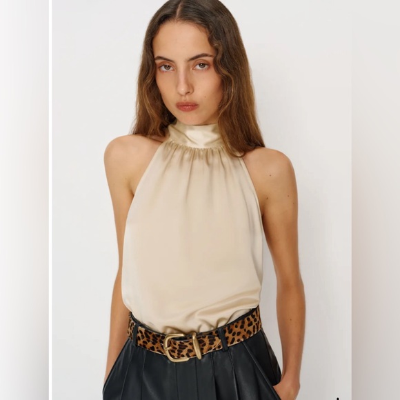 Reformation Royce Silk Top Ivory - Size S - Picture 2 of 8